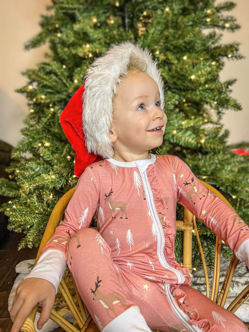Zip-Up Christmas Pajamas in Pink