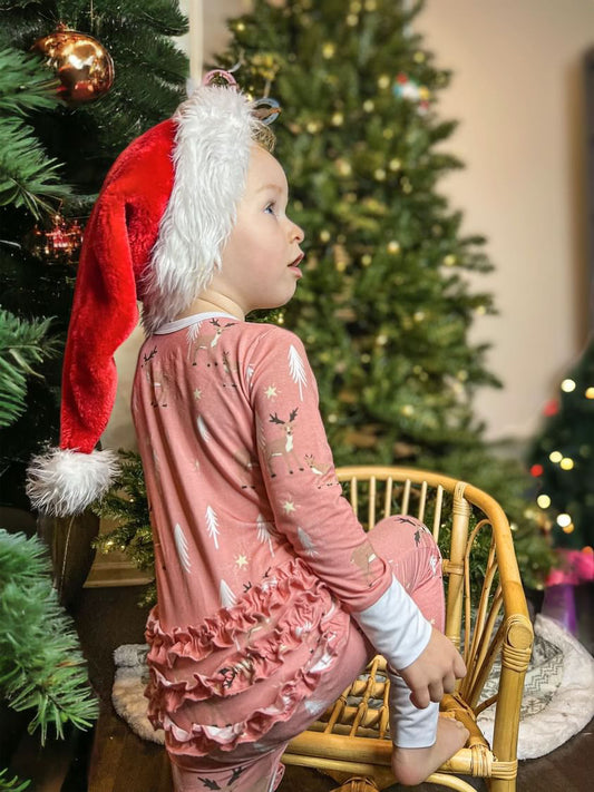 Zip-Up Christmas Pajamas in Pink