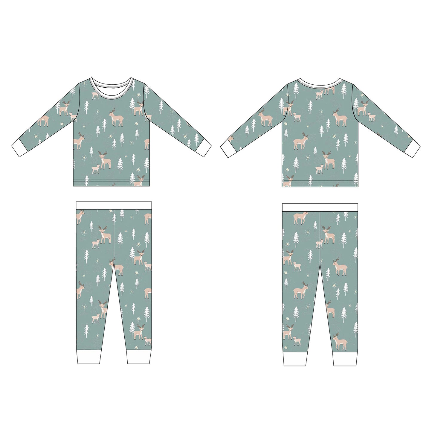 Christmas pajamas with reindeer and trees