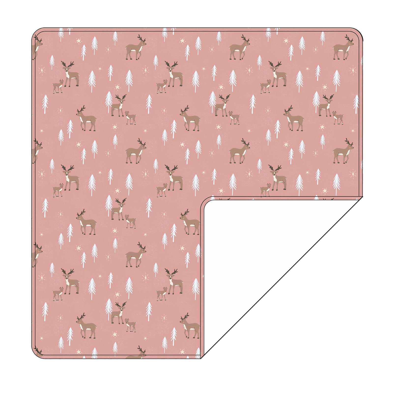 pink reindeer swaddle blanket, pink reindeer receiving blanket, bamboo blanket for newborns