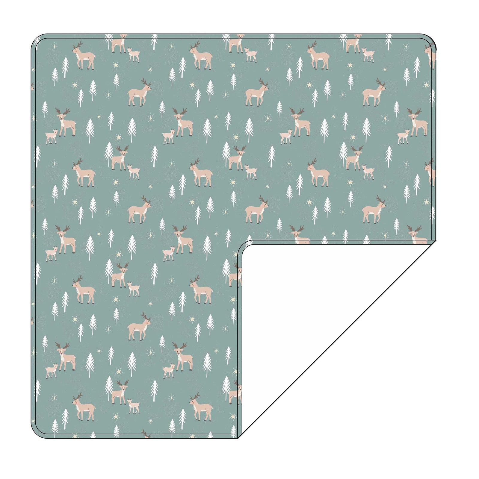 christmas swaddle bamboo blanket- green with reindeer, christmas receiving blanket