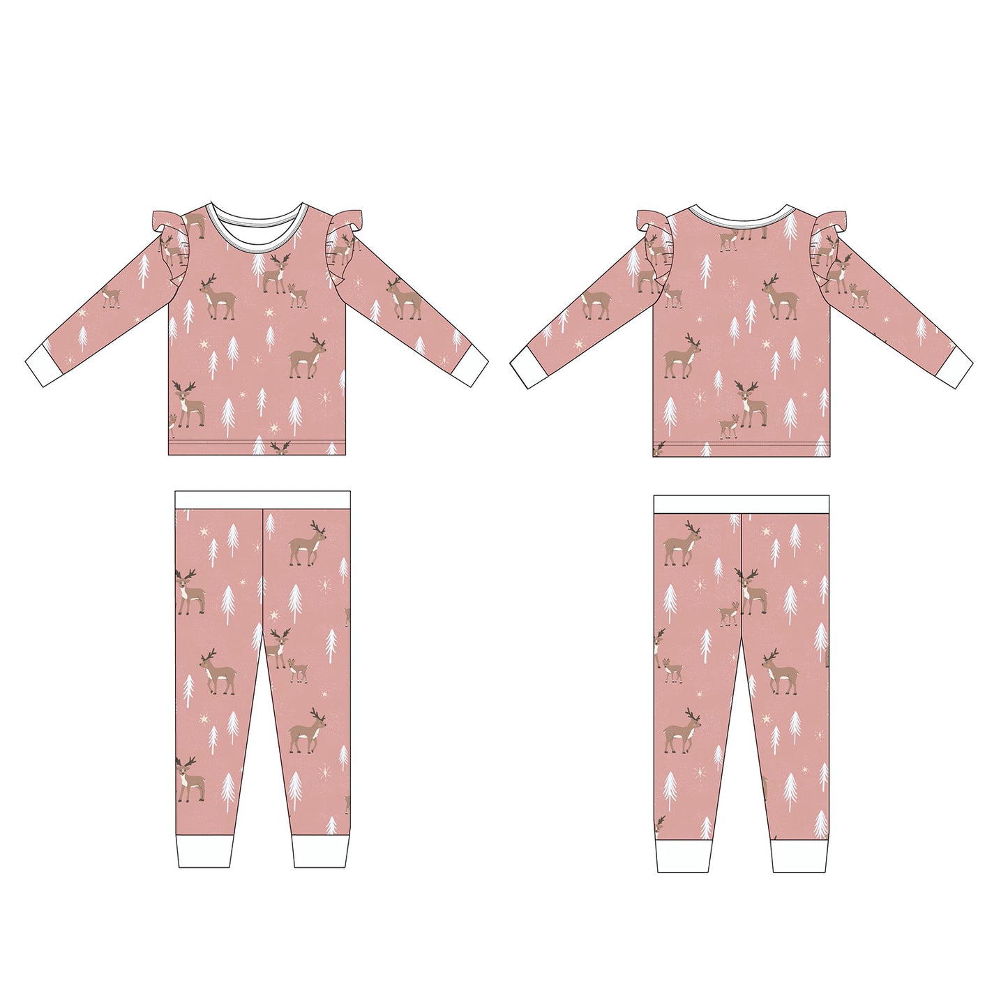 long sleeve christmas pajamas with reindeer