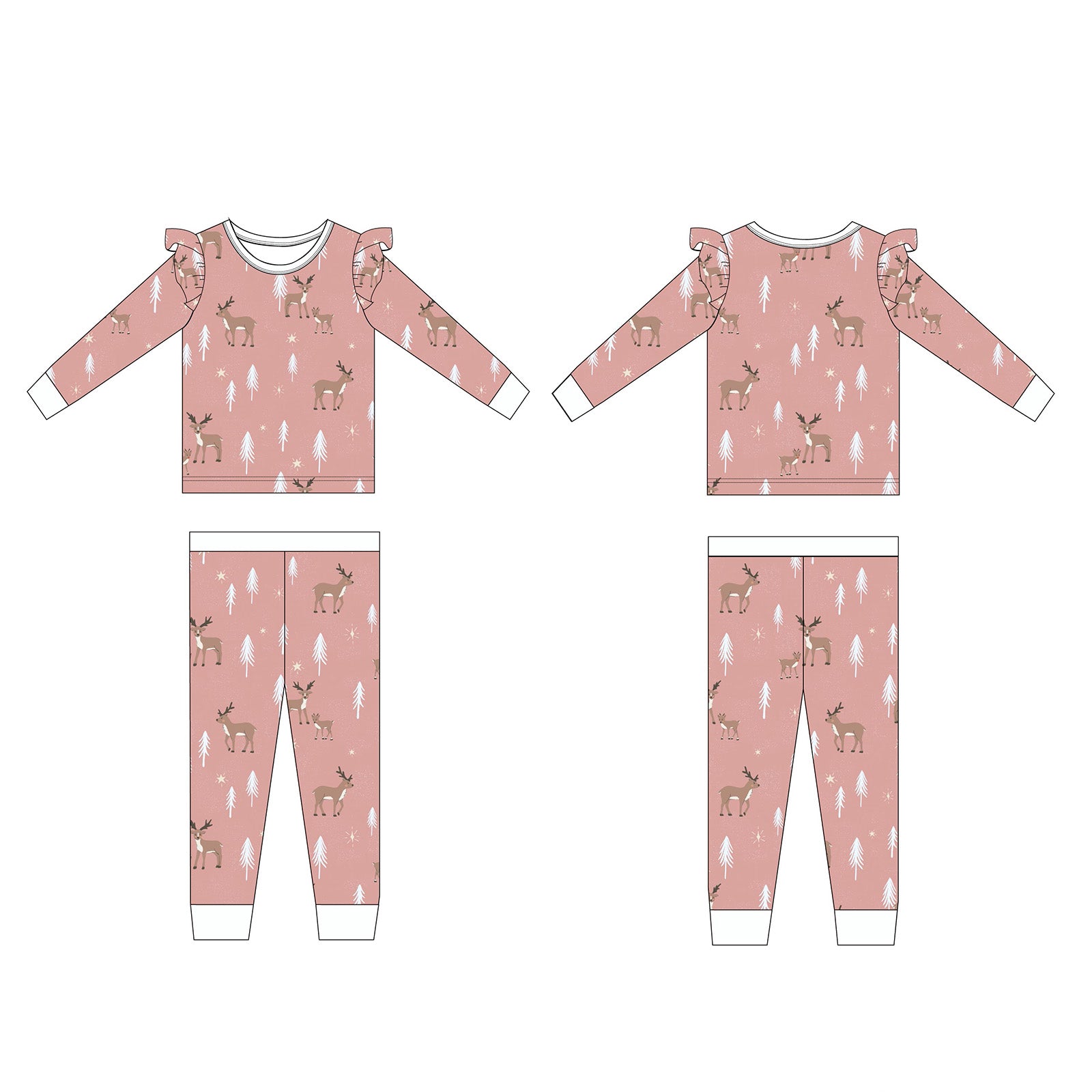 long sleeve christmas pajamas with reindeer