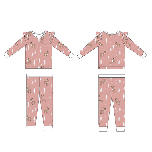 long sleeve christmas pajamas with reindeer