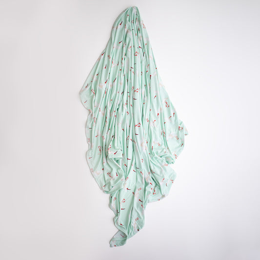 white ibis bamboo swaddle blanket